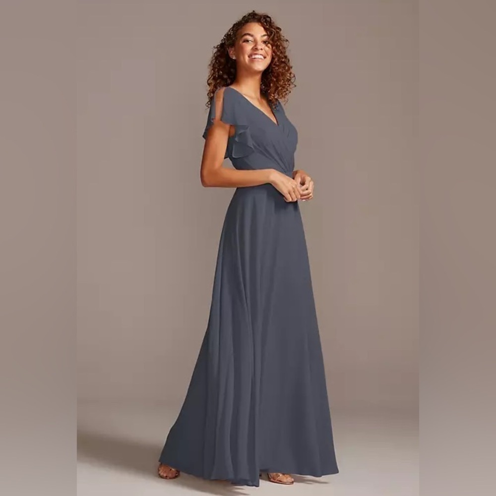David’s Bridal Celebrate DB Studio Daydream Dress Flutter Sleeve Full Skirt Sz 0